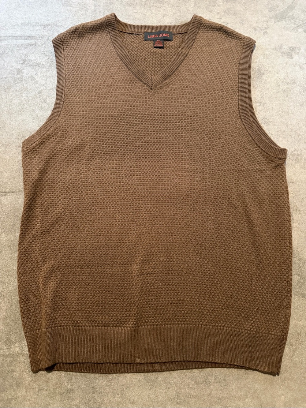 Linea Uomo Men's Brown V-Neck Knit Sweater Vest